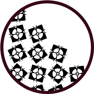 Small radial patterns topple over each other.