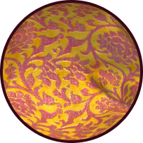 Yellow and pink brocade fabric