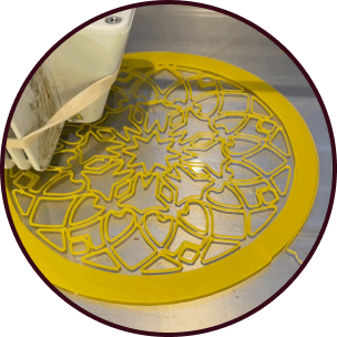 A 3D printed doily is being created