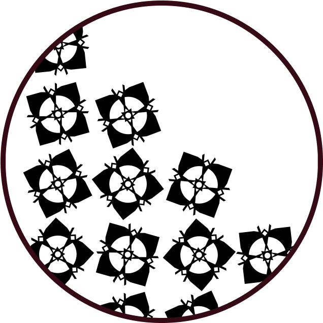 Small radial patterns topple over each other.