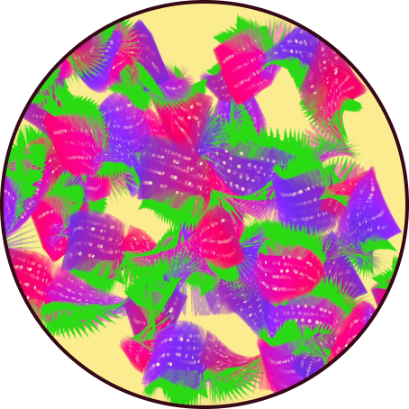 A colorful mess of strawberries in pink and purple variations