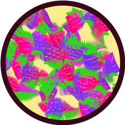 A colorful mess of strawberries in pink and purple variations