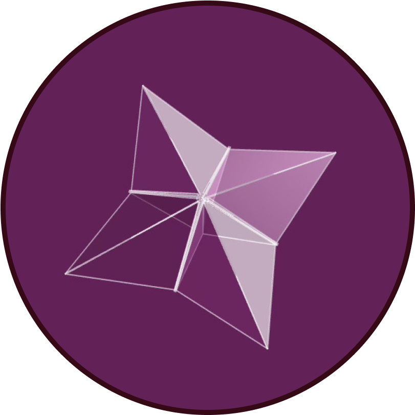 Translucent cootie catcher over purple background