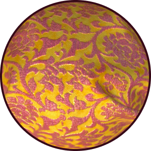 Yellow and pink brocade fabric