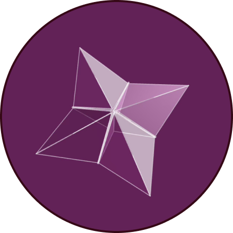 Translucent cootie catcher over purple background