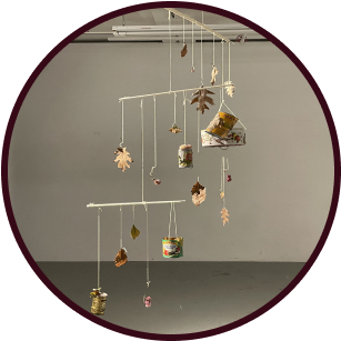 A mobile hangs from the ceiling