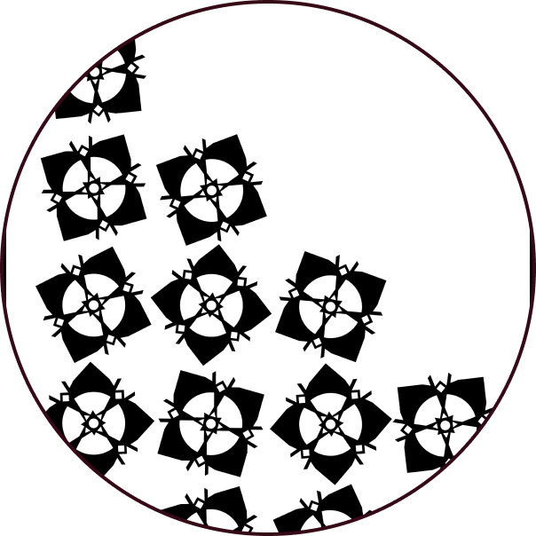 Small radial patterns topple over each other.