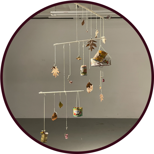 A mobile hangs from the ceiling