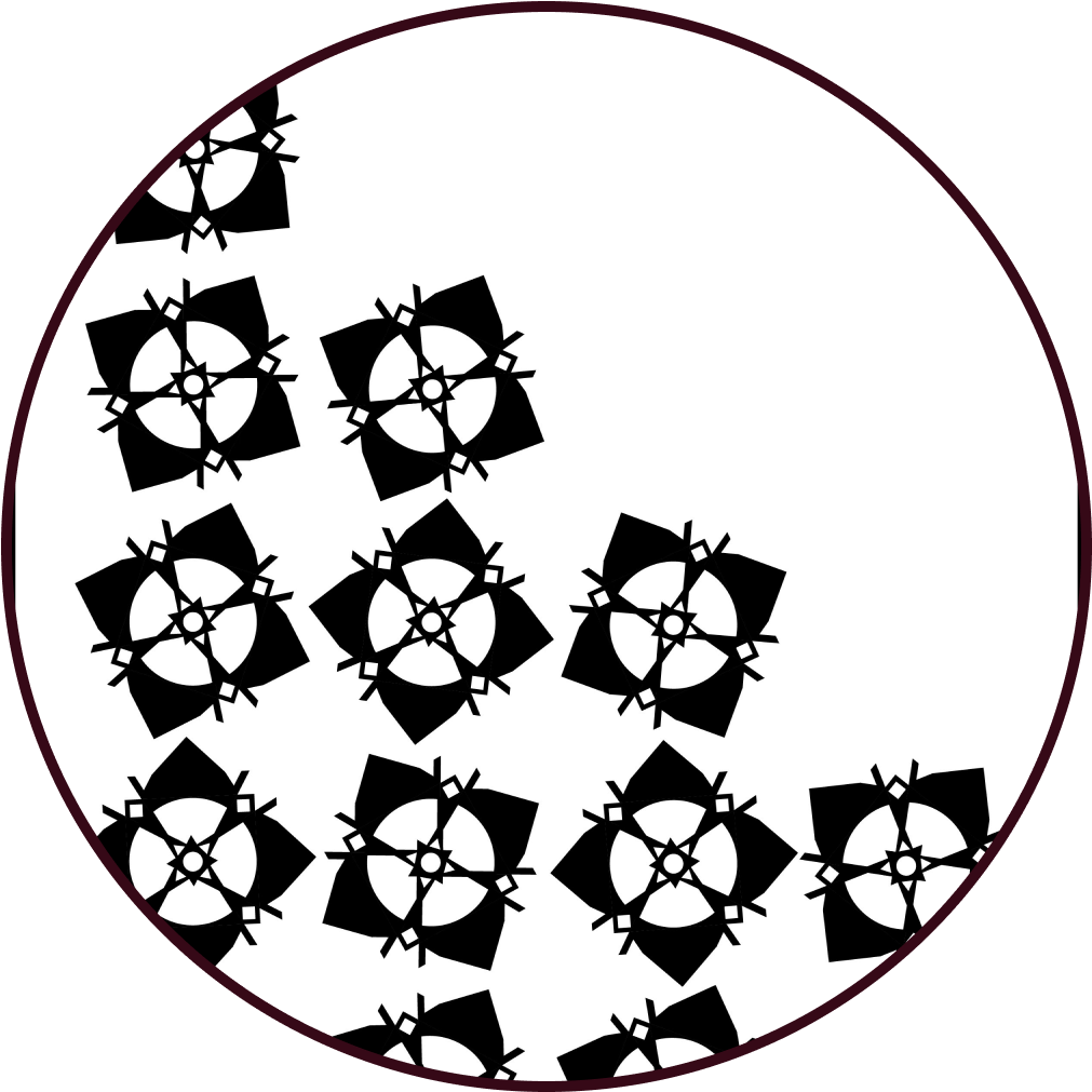 Small radial patterns topple over each other.