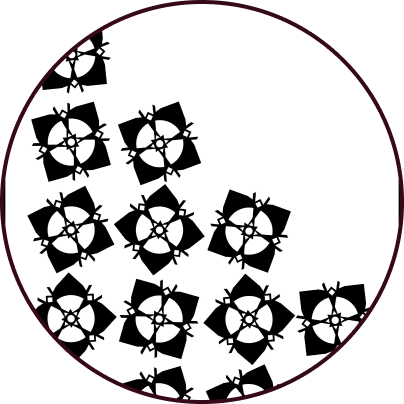 Small radial patterns topple over each other.