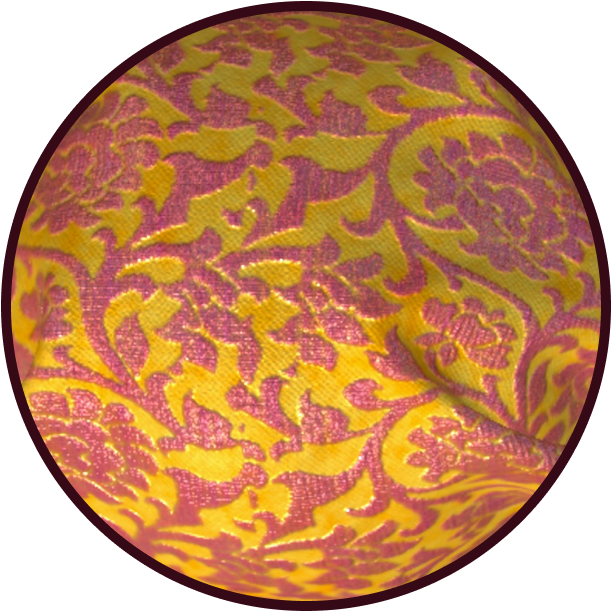 Yellow and pink brocade fabric